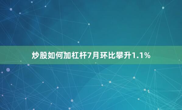 炒股如何加杠杆7月环比攀升1.1%